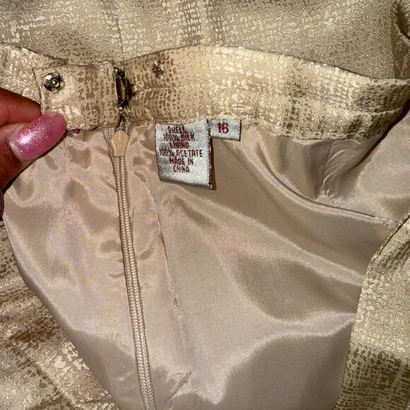 Adrianna Papell 100% Silk Jacket Women's Gold Long Sleeve Vintage Embroidered 16 - Picture 16 of 16